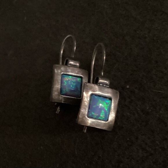 Signed “Didae” Israel 925 opal wire drop pierced earrings - Picture 3 of 5